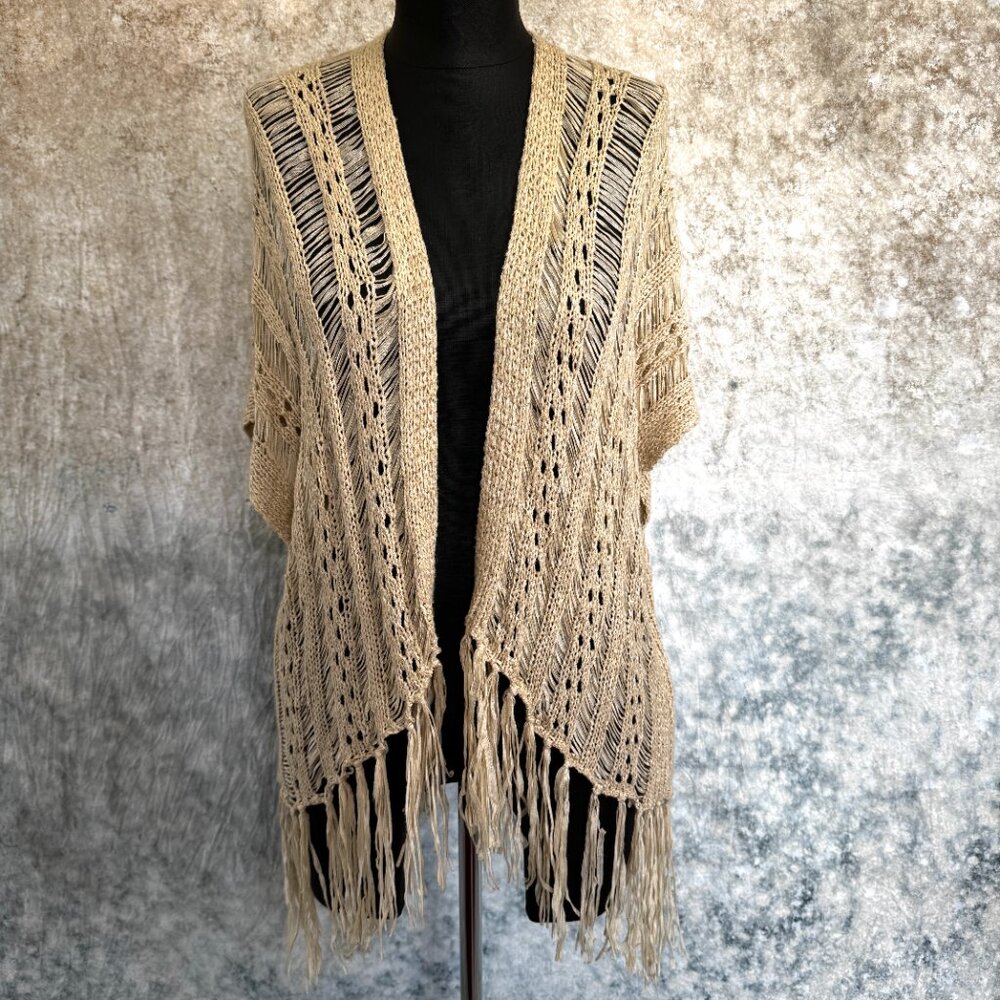 Dreamers Open Knit Cardigan with Fringe - M/L